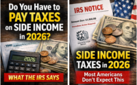 side income tax rules in 2026 showing IRS documents, calculator, and US dollar bills